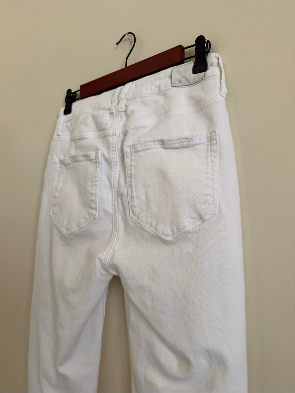 PAIGE White Distressed Straight-Leg Jeans - Picture 9 of 13